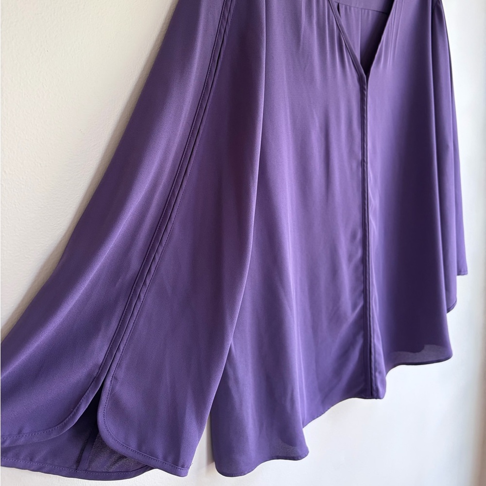Chico's Dusty Purple 3/4 Sleeve V Neck Chiffon Blouse Size 3 - Picture 2 of 5